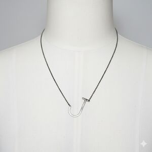 Savvy Cie "J" 16-18" Necklace NIB Monogram Giftbox Anodized Black Rhodium Plated